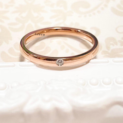 一粒ダイヤリング ステンレスリング ステンレス指輪 ピンキー ピンクゴールド 3枚目の画像