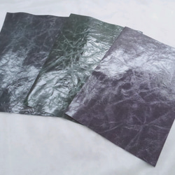 キッド（子ヤギ革）A4サイズカットレザー #パープル、グリーン、ブラックの3枚セット 2枚目の画像
