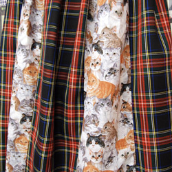 貓紋 x 格子格紋混合喇叭長裙 第5張的照片