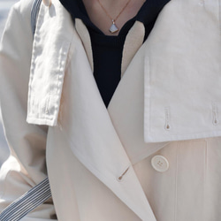 米白色中長款系帶風衣|外套|春款|Sora-890 第6張的照片