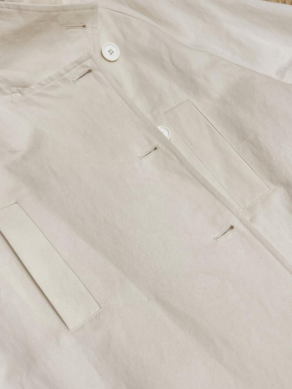 米白色中長款系帶風衣|外套|春款|Sora-890 第16張的照片
