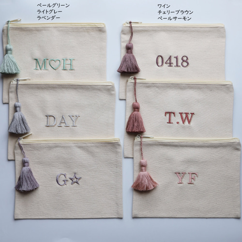 A2017M♡ ウエイト枠 刺繍イニシャルポーチ♡ イニシャルポーチ❤︎ | irodorikoubouumui's STORE