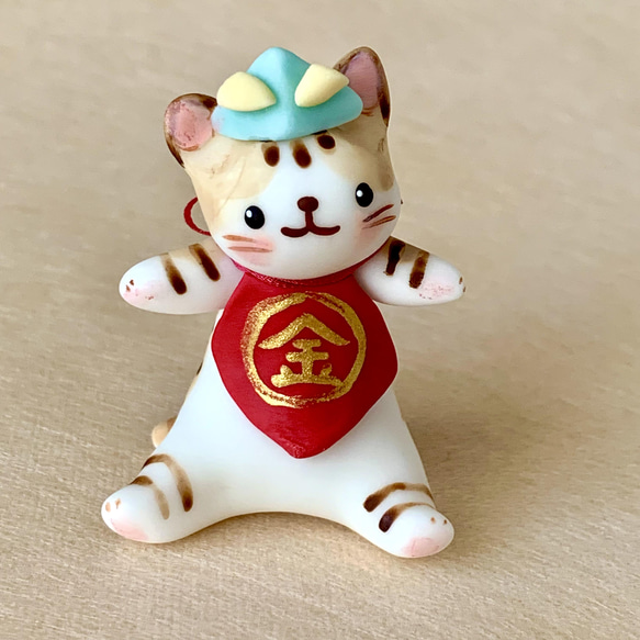 ねこ　金太郎　五月人形　C 1枚目の画像