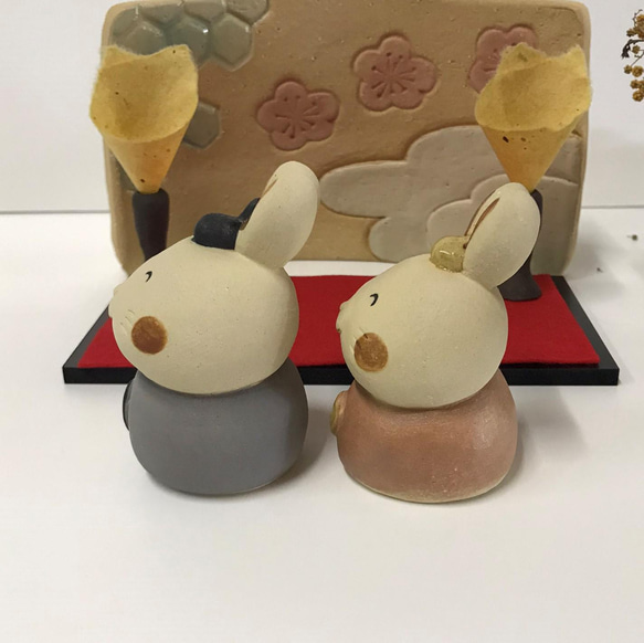 うさぎ雛セット　Ｐ-178　陶製　/Hina doll/希娜娃娃 5枚目の画像