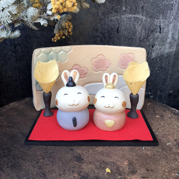 人形　布団雛　うさぎ ちりめんうさぎのお雛様セット ちりめん細工うさぎ ひな人形・雛