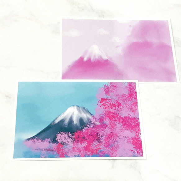 桜と富士山　4枚セット　ポストカード　インテリア　おしゃれ　春　季節　かわいい　自然 1枚目の画像