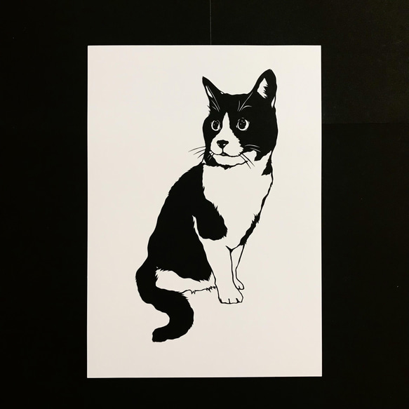 見返り猫　　　　　切り絵ポスター（原画） 2枚目の画像