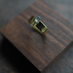 aquamarine brass ring (wide) 4枚目の画像
