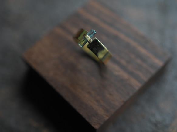 aquamarine brass ring (wide) 4枚目の画像