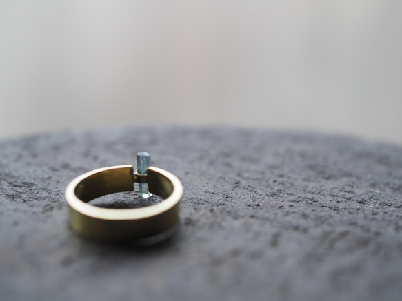 aquamarine brass ring (wide) 12枚目の画像