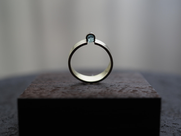 aquamarine brass ring (wide) 6枚目の画像