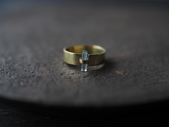 aquamarine brass ring (wide) 9枚目の画像