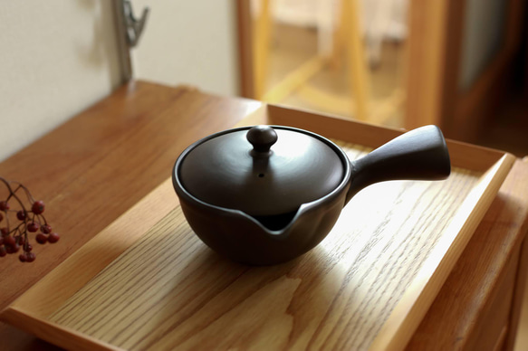 新年のお迎え準備に「軽くて茶葉の捨てやすい急須」愛知県常滑産・かご網付き急須・260cc 6枚目の画像