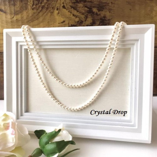 通常金具☆70cm 4mm ロングパールネックレス クリスタルパール 
