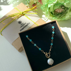 您可以選擇長度 *14kgf*Coin pearl and amazonite silica mantel necklace*N 第6張的照片