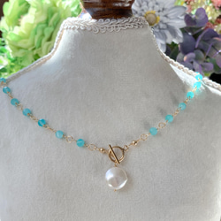 您可以選擇長度 *14kgf*Coin pearl and amazonite silica mantel necklace*N 第5張的照片