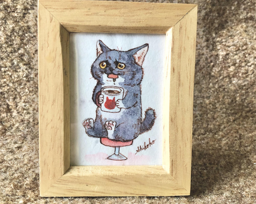 絵画。原画手描【週末、猫ちゃんたちのコーヒーとパンのパーティー】 520fc6d53fd425cafa311a898ed35a