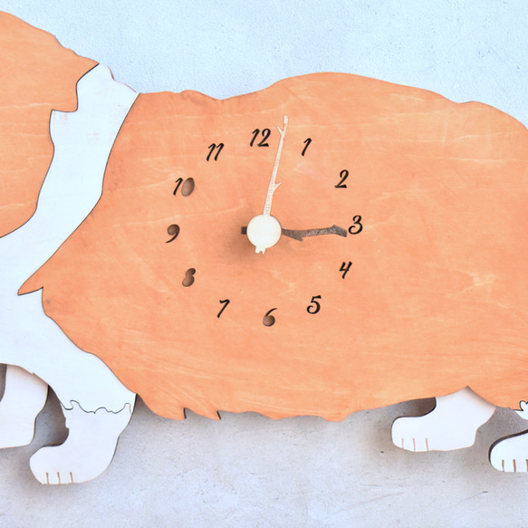 ウェルシュ・コーギーの時計 木製 掛け時計 4枚目の画像