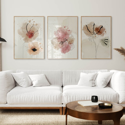 アートポスター ボタニカル 花 水彩風 パステル 北欧風 ナチュラル おしゃれ 3枚セット 4枚目の画像