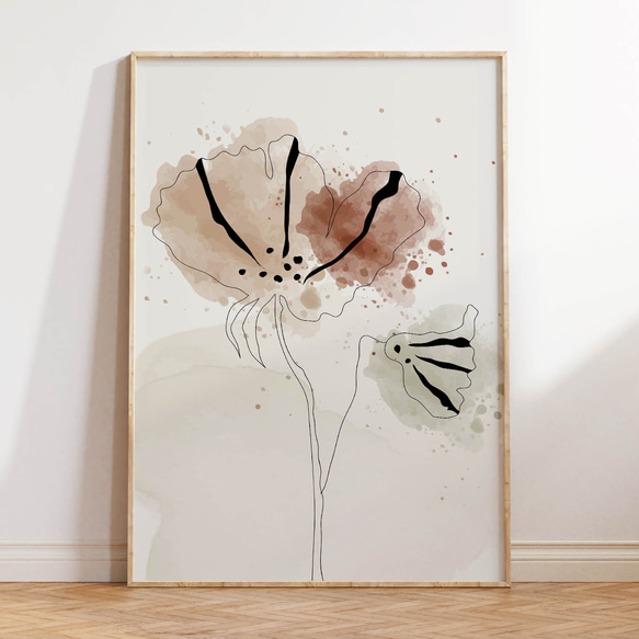 アートポスター ボタニカル 花 水彩風 パステル 北欧風 ナチュラル おしゃれ 3枚セット 8枚目の画像