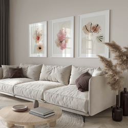 アートポスター ボタニカル 花 水彩風 パステル 北欧風 ナチュラル おしゃれ 3枚セット 5枚目の画像