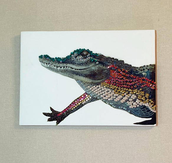 刺繍 アート絵画『animal à la mode-アニマル・ア・ラ・モード