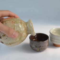 登り窯作品】徳利とぐい呑み2個セット おちょこ・ぐい呑み・徳利 宮嵜