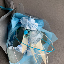 miniブーケ【Hanataba】そらいろ～水引フラワー付～プリザーブドフラワー花束　水色　結婚祝　母の日　誕生日 3枚目の画像