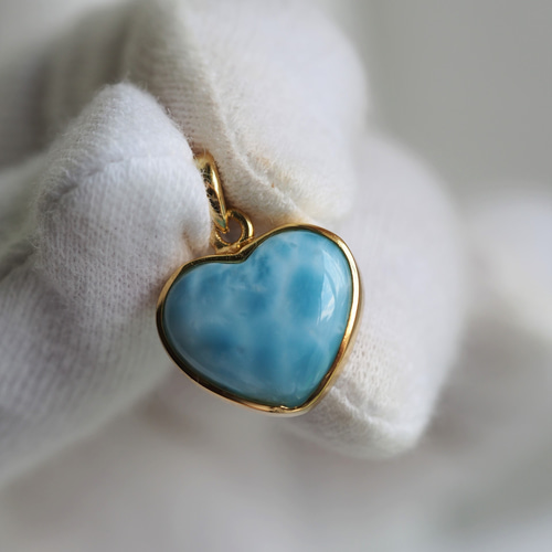 高品質　ハートラリマー　ペンダント　ネックレス　2-19 ラリマー ネックレス ハート型 天然石 ペンダント Silver925