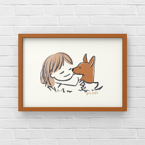 ミニチュアピンシャー【草の上】A4ポスター 犬 ペット イラスト うちの