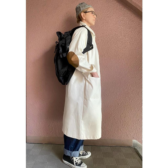 RATA❤️選擇你的長度❣️肘部補丁長外套❤️成人可愛象牙色x駝色補丁❤️也非常適合春天❤️ 第4張的照片