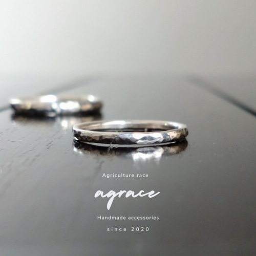 1.5mm幅】槌目 シルバーリング silver950｜極細丸線・重ね付け・ユニ