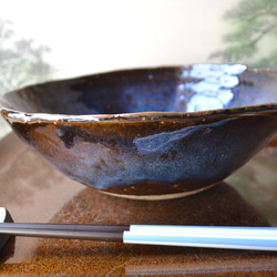 【再入荷！】ラーメン鉢(コスモブルー)　＊鉢　★萩焼き  スープ皿　大皿　鉢 12枚目の画像