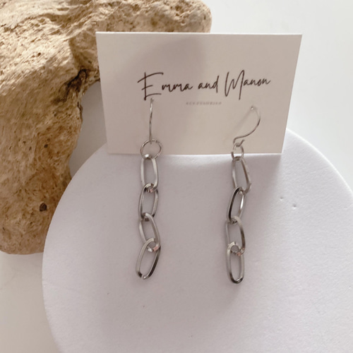 金属アレルギー対応 サージカルステンレス チェーン フック ピアス