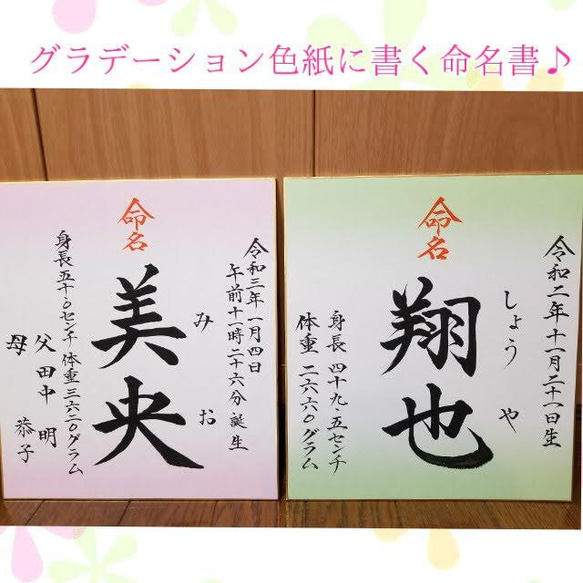 送料無料【色紙】書道家ママが書く命名書 雑貨・その他 小さな