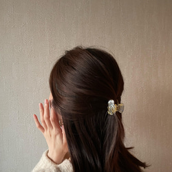 ミニ マーブルバンスクリップ シンプル ヘアクリップ  髪留め ヘアアレンジ ハーフアップ 5枚目の画像