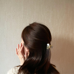 ミニ マーブルバンスクリップ シンプル ヘアクリップ  髪留め ヘアアレンジ ハーフアップ 6枚目の画像