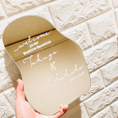 挙式日名入れ】ミラーウェルカムボード セミオーダー ウェルカム