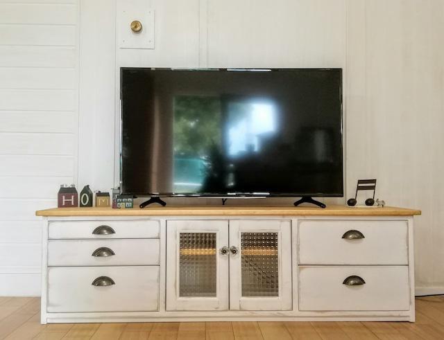 ♪ 150 cmアンティーク ホワイト ツートン　テレビボード　テレビ台 ナチュラル カントリー　T4542