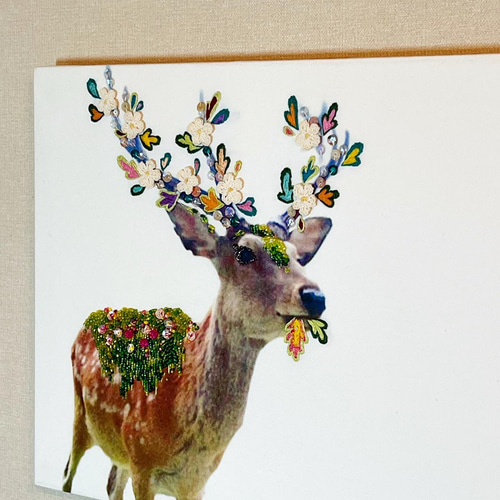 刺繍 アート絵画『animal à la mode-アニマル・ア・ラ・モード