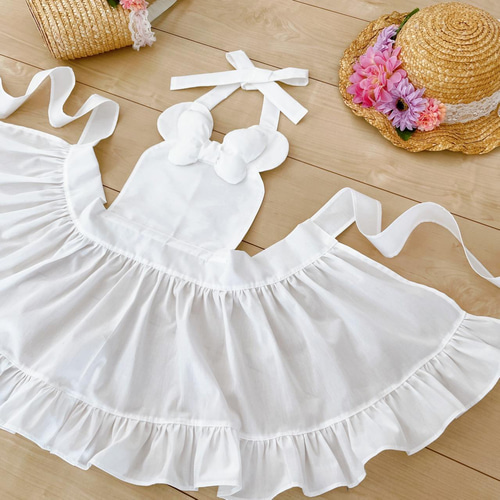 フリル リボン エプロンドレス フリル ◯サイドリボンのフリルエプロンドレス ◯ yuka haseyama | yuka