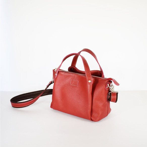 送料無料】縫左衛門・2WAYショルダー・本革・レッド NUIZAEMON ぬい