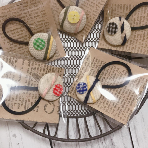 くるみボタン☆ヘアゴム☆髪ゴム☆5個セット☆お返しに☆プレゼントに