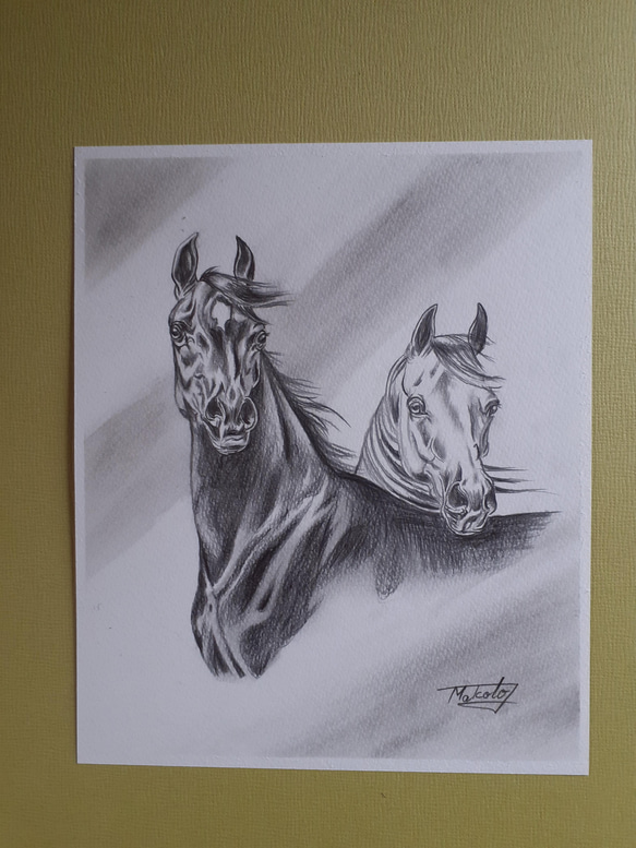 白馬と黒馬の肖像油彩画 E5_B1_B1_E5_B2_B8_E6_AD_A3_E5_