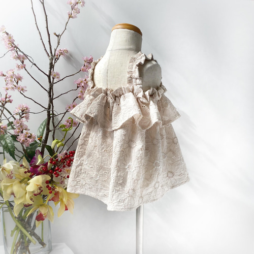 木蓮ボーラー刺繍チュニック　ピンクベージュ　プリスティン 楽天市場】プティマイン(petit main)【リンク】刺しゅう