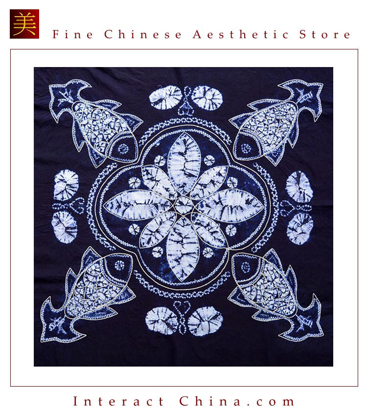 雲南ぺー族バティック テーブルクロス100%手作り 手描き１１０x１１０cmインテリア 壁掛け ハンギングアート#109