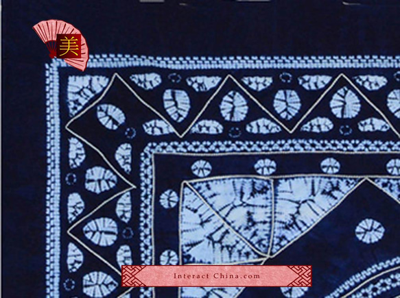 雲南ぺー族バティック テーブルクロス100%手作り 直径１５０cmインテリア 壁掛け ハンギングアート#159 3枚目の画像