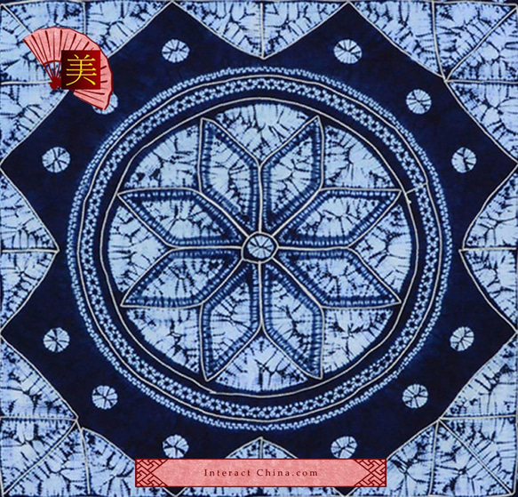 雲南ぺー族バティック テーブルクロス100%手作り 直径１５０cmインテリア 壁掛け ハンギングアート#159 2枚目の画像