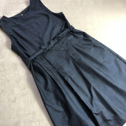 大島紬のジャンバースカート　ノースリーブワンピース　未使用の反物から　着物リメイク 2枚目の画像