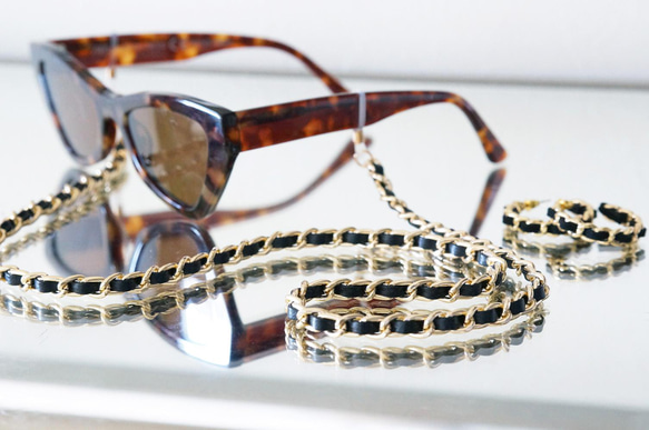 Bicolor Eyeglass Metal Chain[Gold x Black] 2枚目の画像